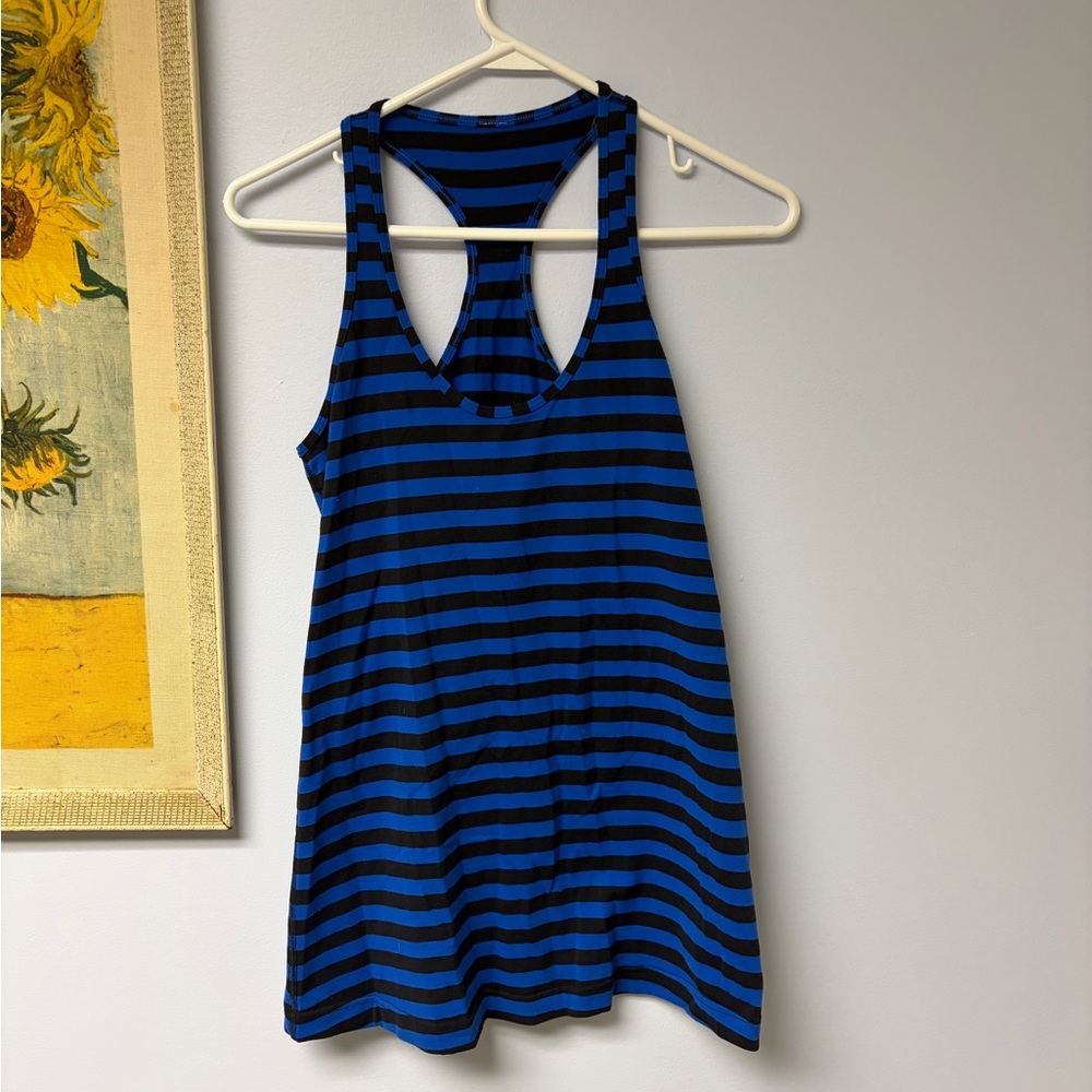 Lululemon Blue and Black Striped Women's Tank Top
